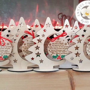 Personalized Custom Wooden Christmas Tree With Bauble, Christmas Wishes, Xmas Decoration, Gift For Family, Decor