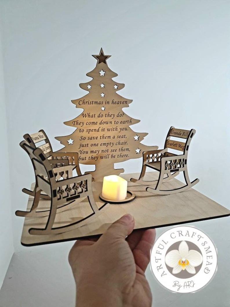 Personalised Wooden Christmas Candle Memorial Display Rocking Etsy Canada