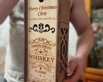 Personalized Wooden Whiskey Box – Perfect Gift for Any Occasion, Wood Box For Alcohol with name