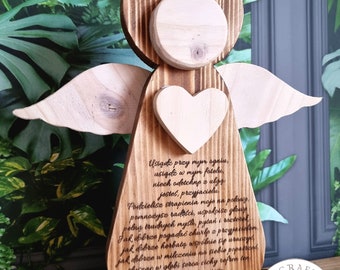 Wooden Angel Figurine, Rustic Angel Statue, Remembrance Gift, Wood Angel Decor, Religious Gift, Angel Gift, In loving Memory, Christian Gift