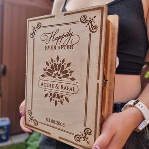 Custom Handcrafted Wooden Book Box for Special Occasions, Wedding Anniversary Gift For Couple, Memory Wood Book Box, Wooden Keepsake