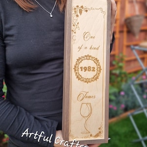 Personalized Wooden Wine Box, Custom wine box for all birthday, Birthday Gift Wood Box, With Name