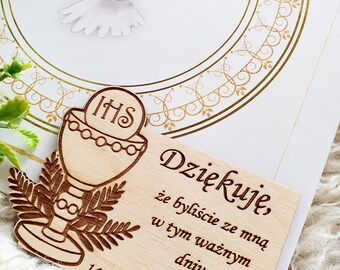 Thank you gift for guests 1st Holy Communion - card & angel magnet - GK_FineArt