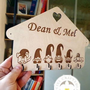 Family Key Gnomes Holder, Good Home, Personalised Key Organisation, Car House Dog Cat Key Collar Leash Hooks, Key Holder For The Wall,