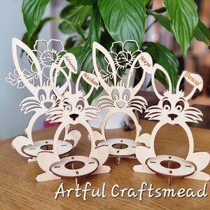 Personalised Easter Egg Stand, Easter Bunny Egg Holder, Kinder Egg Holder, Creme Egg Holder, Chocolate Egg Holder, Easter Gift, Wood Bunny