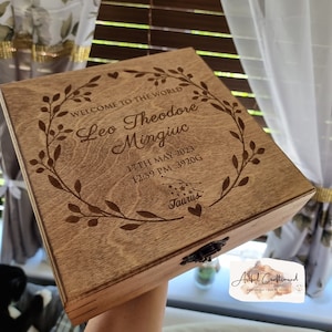 Personalised Wooden Baby Box, Engraved Baby Box, Baby Memory Box, Newborn Keepsake Box, Birth Stats Gift, Welcome Baby Box, New Baby Gift