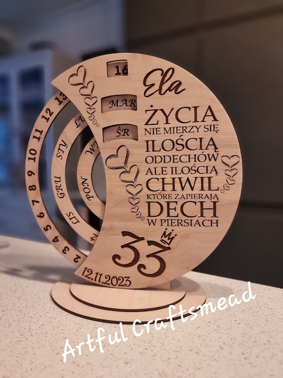 Personalised Wooden Perpetual Calendar Family, Standing Calendar, Circle  Calendar, Home Decor, Custom Gift, All Birthday Gift, With Wishes - Etsy