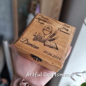 Unique Handcrafted Rosary or Jewelry Box for First Communion, Gift for Christening, Baptism, Wedding, Religious gift decor