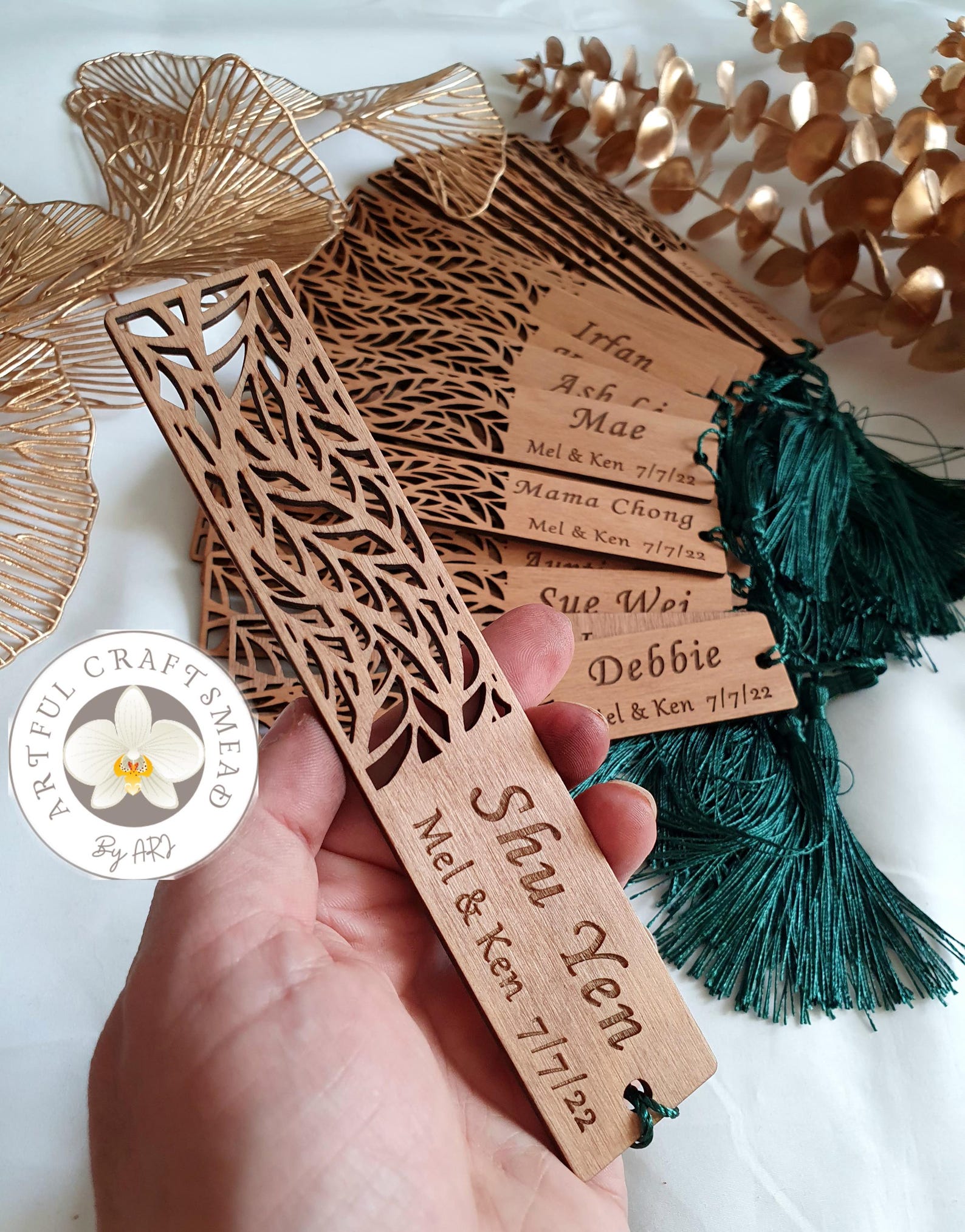 Personalised Wooden Bookmark Wedding Favour – Custom Laser Cut With ...