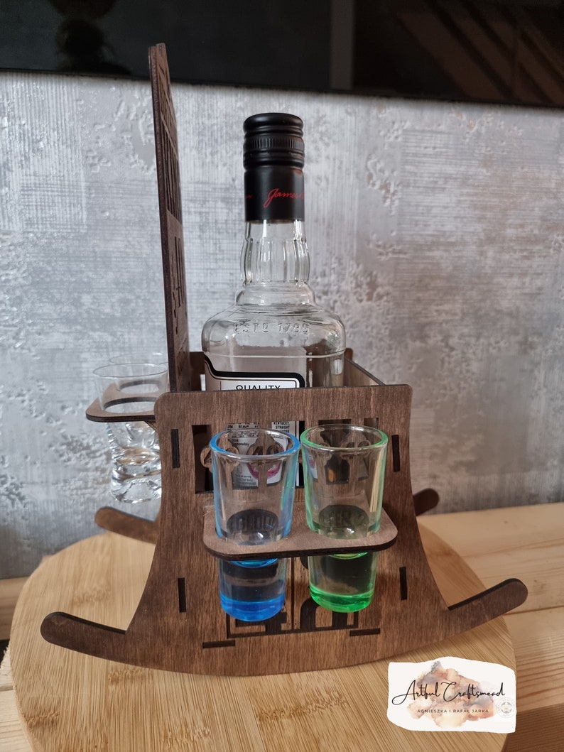 Liquor Rocking Personalized Engraved Rocking Chair, Rack Holder for Alcohol and ...