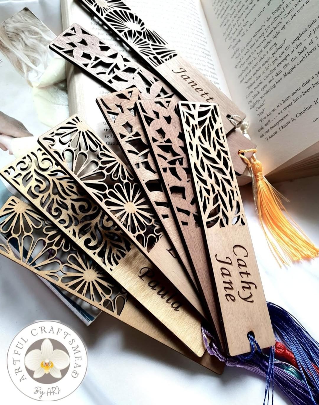 Personalised Wooden Bookmark • Engraved Book Lover Gift • Custom Name ...