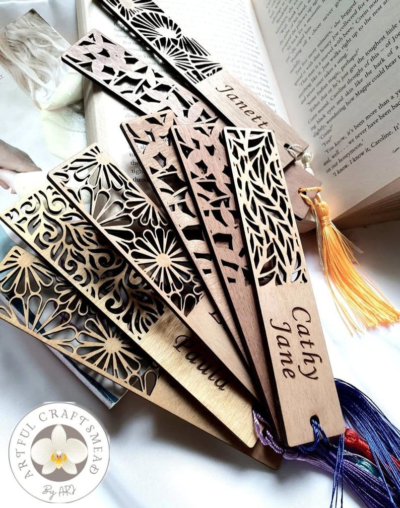 Personalised Wooden Bookmark • Engraved Book Lover Gift • Custom Name ...