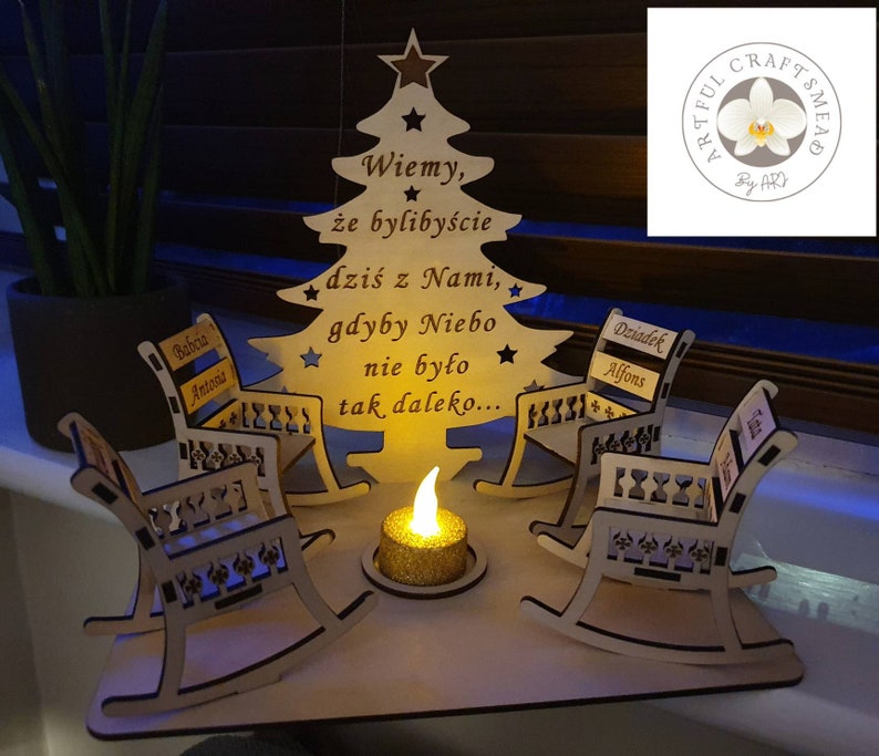 Personalised Wooden Christmas Candle Memorial Display Rocking Etsy Canada