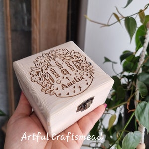 Personalized Wood Rosary Box, Customized Any Message Rosary box - Religious gift for Baptism, Confirmation, Communion | Keepsake trinket box