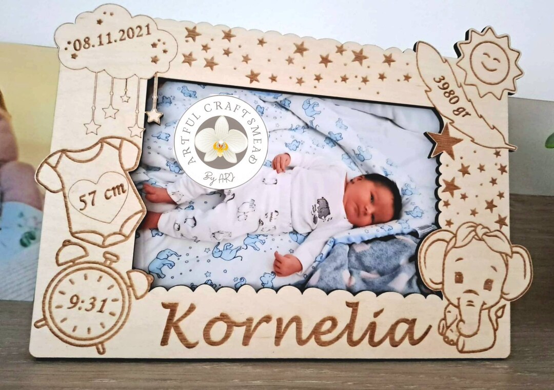 Wood Photo Frame for Baby, Kids, Child, Personalised Gift, Metric, Gift ...
