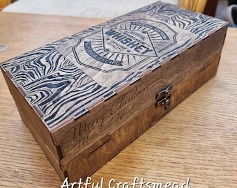 Exquisite Plywood Whiskey Box for Jack Daniels 0.7L, Plywood box with name and personalized, gift for all occasions