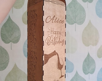 Personalized Plywood Wine Box - Perfect Birthday Gift, Wooden Wine Box For Birthday, Custom With Name And Message