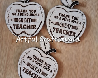 Cadeau de remerciement pour professeur : aimants personnalisés pomme en bois