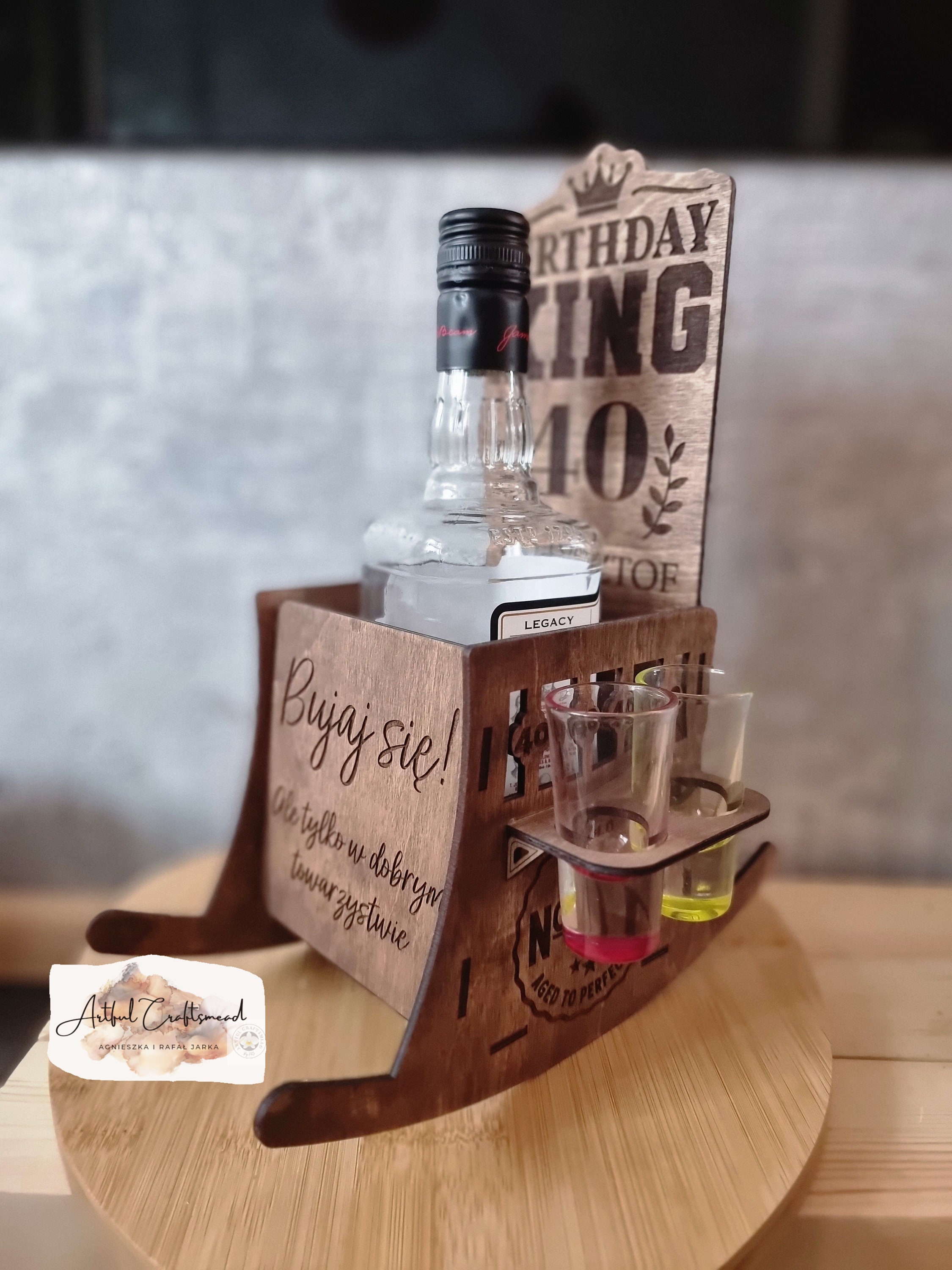 Personalized Engraved Rocking Chair, Rack Holder for Alcohol and ...