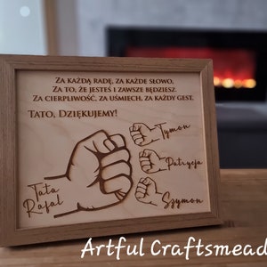 Personalized Gift For Dad, Frame With Hands, Dad and Children Hands, Picture With Names And Wishes, Father&#39;sDay Gift, Dad&#39;s Team, Fist Bump