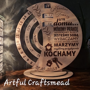 Unique Personalized Perpetual Calendar,  perfect gift for a new home or a loving family, custom with names, date and sentences