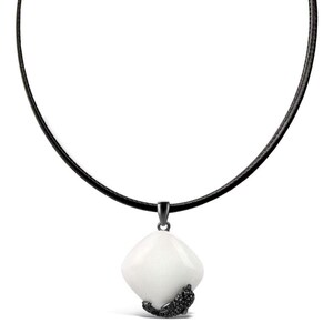 Sterling Silber Weiß & Schwarz Delfin Halskette/Choker Großer Delphin Anhänger Ozean Stil Tier Halskette