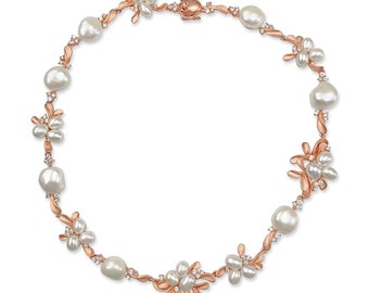 Gold Plated Freshwater Pearls Necklace Bridal Sterling Silver necklace Impressive necklace