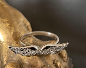 925 Sterling Silber Engel Flügel Ring Himmlischer Ring Flügel Ring mit Cubic Zirkonia Ehering