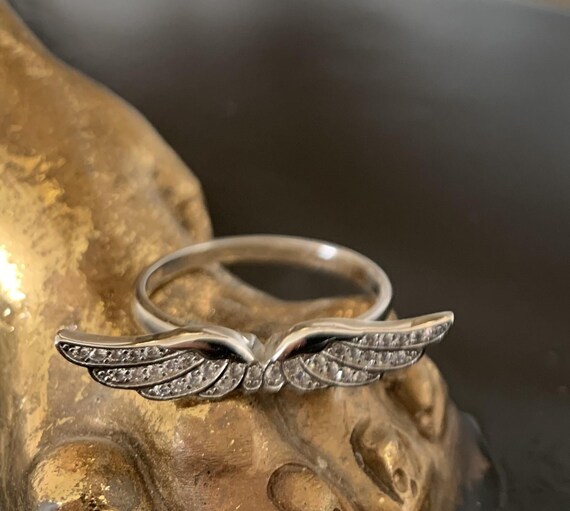 925 Sterling Silver Angel Wings Ring Celestial Ring Wing Ring With