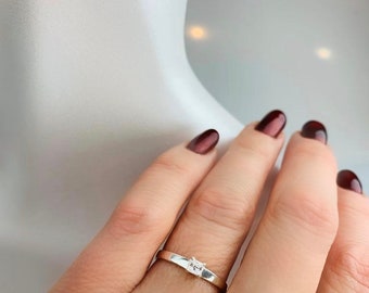 Sterling Silver 925 Dainty Promise Ring Stacking ring Minimalist ring Thin CZ ring