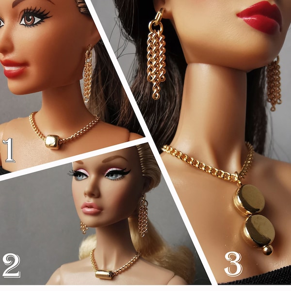 Gold jewelry set for Integrity, Fashion Royalty, Poppy Parker, Momoko, Lovetones, Industry, Nu Face and all dolls 12 inch