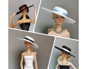 Hat for Fashion Royalty, wide-brimmed hat for Poppy Parker for order,  elegant wide-brimmed hat Fashion Royalty, summer hat for Poppy Parker
