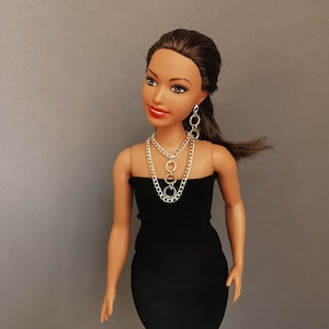 Doll Jewelry Set: Silver Necklace & Earrings for 12" Fashion Dolls image 5