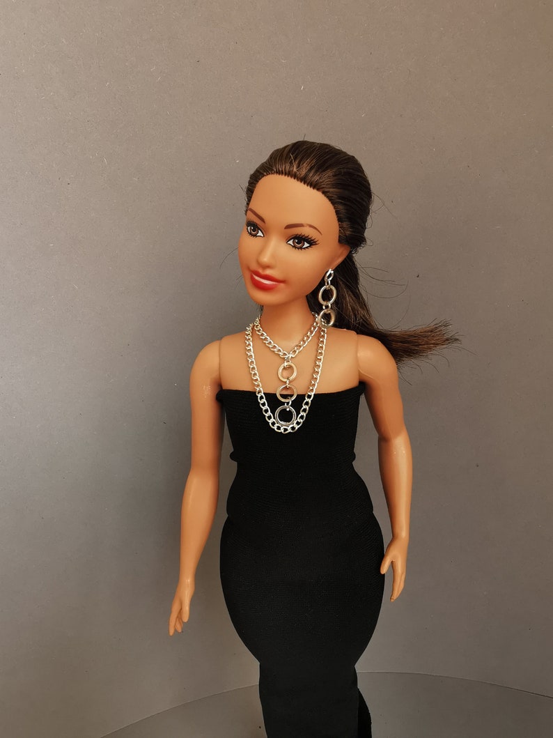 Doll Jewelry Set: Silver Necklace & Earrings for 12" Fashion Dolls image 5