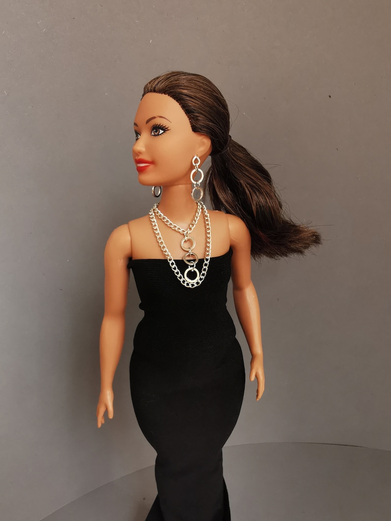 Doll Jewelry Set: Silver Necklace & Earrings for 12" Fashion Dolls image 10