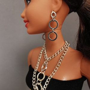 Doll Jewelry Set: Silver Necklace & Earrings for 12" Fashion Dolls image 2
