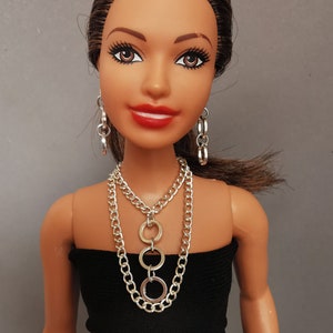 Doll Jewelry Set: Silver Necklace & Earrings for 12" Fashion Dolls image 3