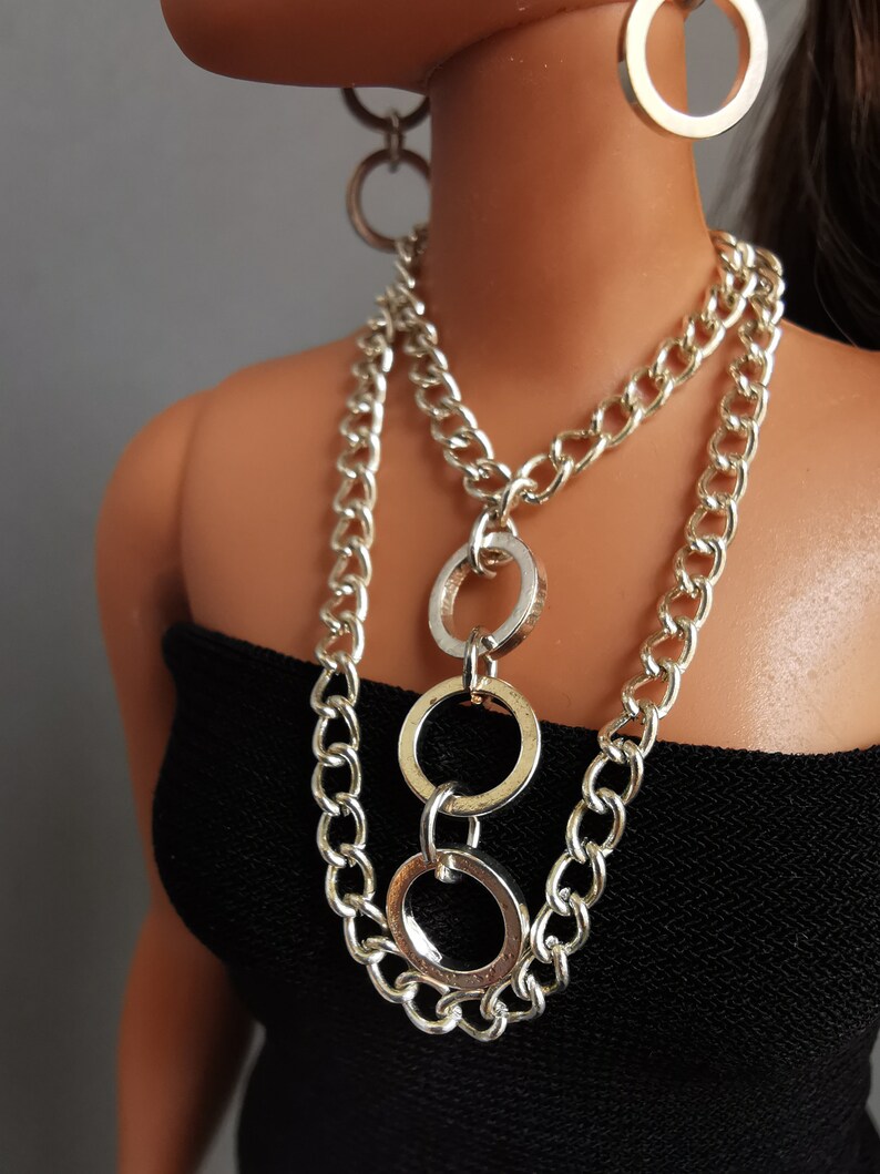 Doll Jewelry Set: Silver Necklace & Earrings for 12" Fashion Dolls image 9