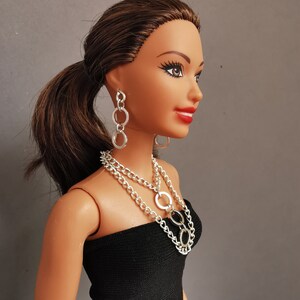Doll Jewelry Set: Silver Necklace & Earrings for 12" Fashion Dolls image 8