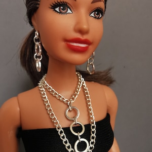 Doll Jewelry Set: Silver Necklace & Earrings for 12" Fashion Dolls image 6