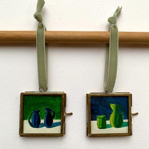 Mini cornice in ottone con dipinto originale - piccolo regalo di compleanno/damigella d&#39;onore/ringraziamento