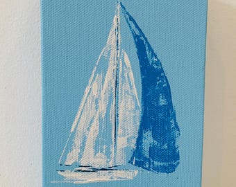 Mini canvas original art 'sail boat’