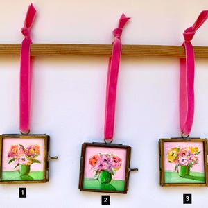 Mini cornice in ottone con dipinto originale - piccolo regalo di San Valentino o di compleanno