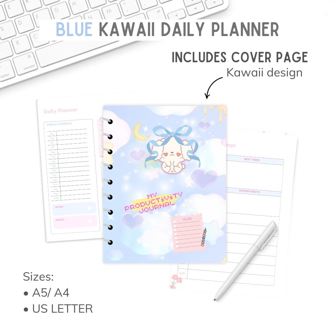 Cute Kawaii Daily Weekly Monthly Printable Pastel Coloured Planner ...