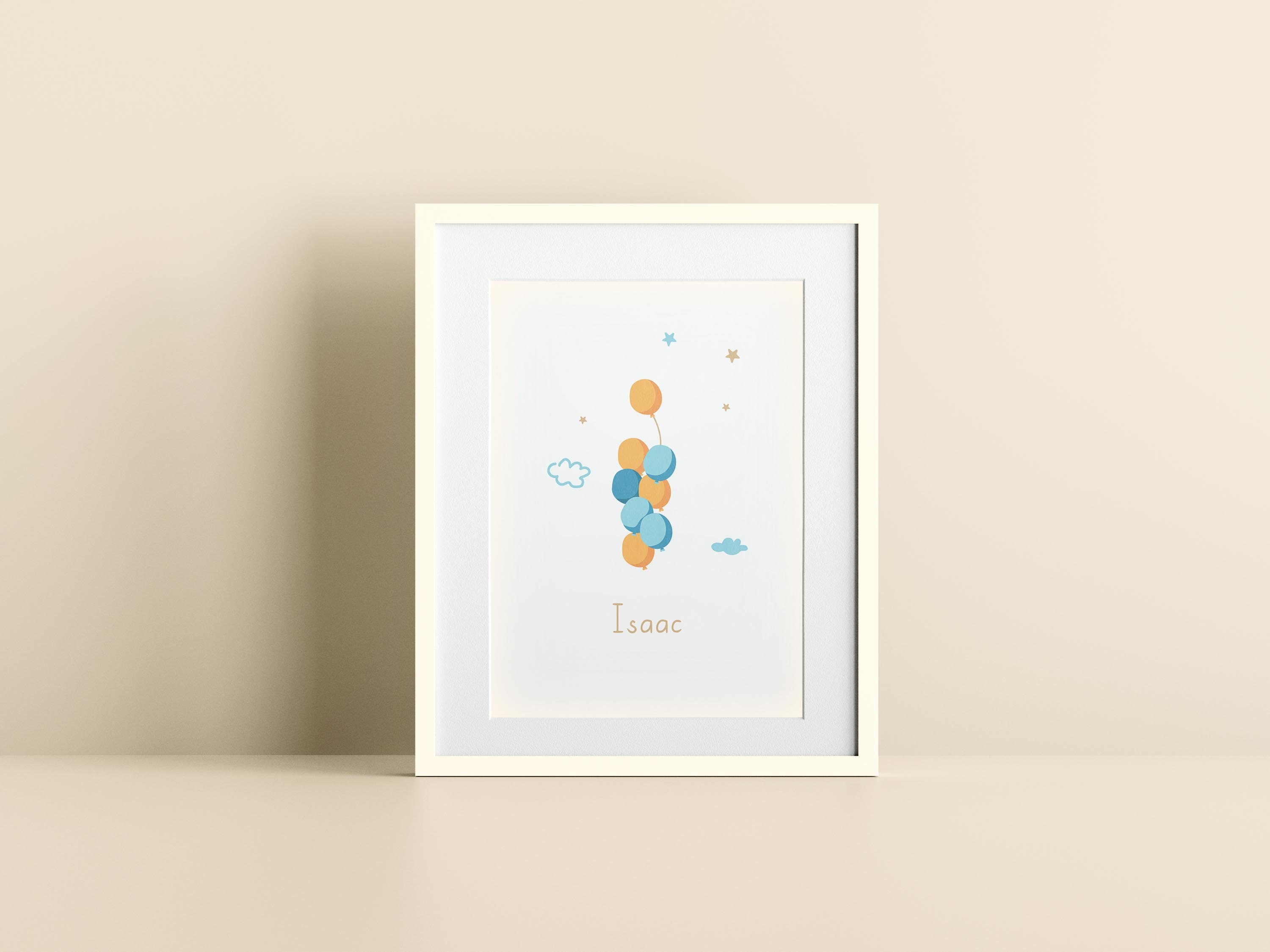 Affiche Personnalisée Alphabet Lettre I | Affiche Naissance Ciel & Air Bébé Enfant Poster Ballons