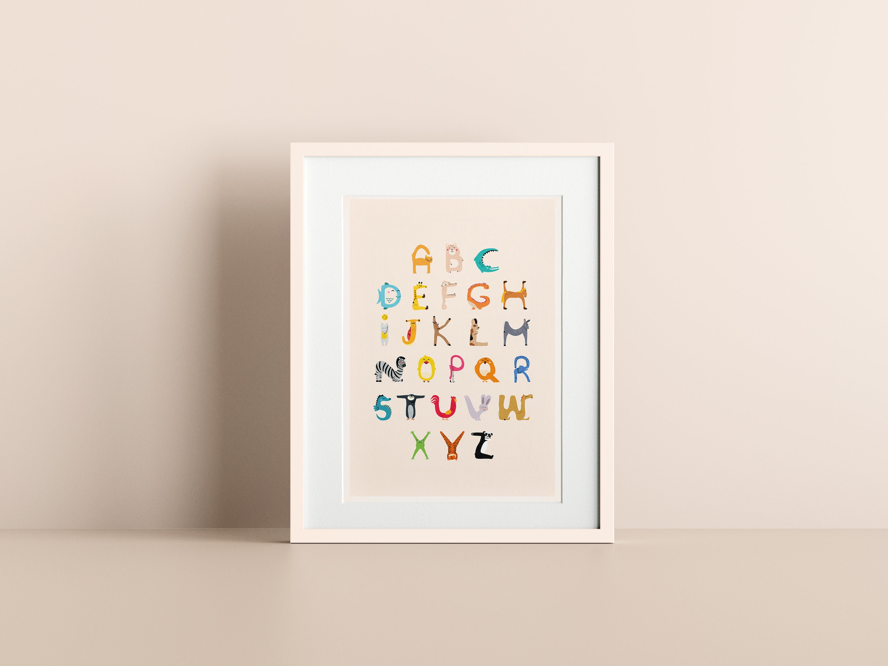Affiche Alphabet Abécédaire I Affiche Naissance Animaux | Bébé Enfant Poster