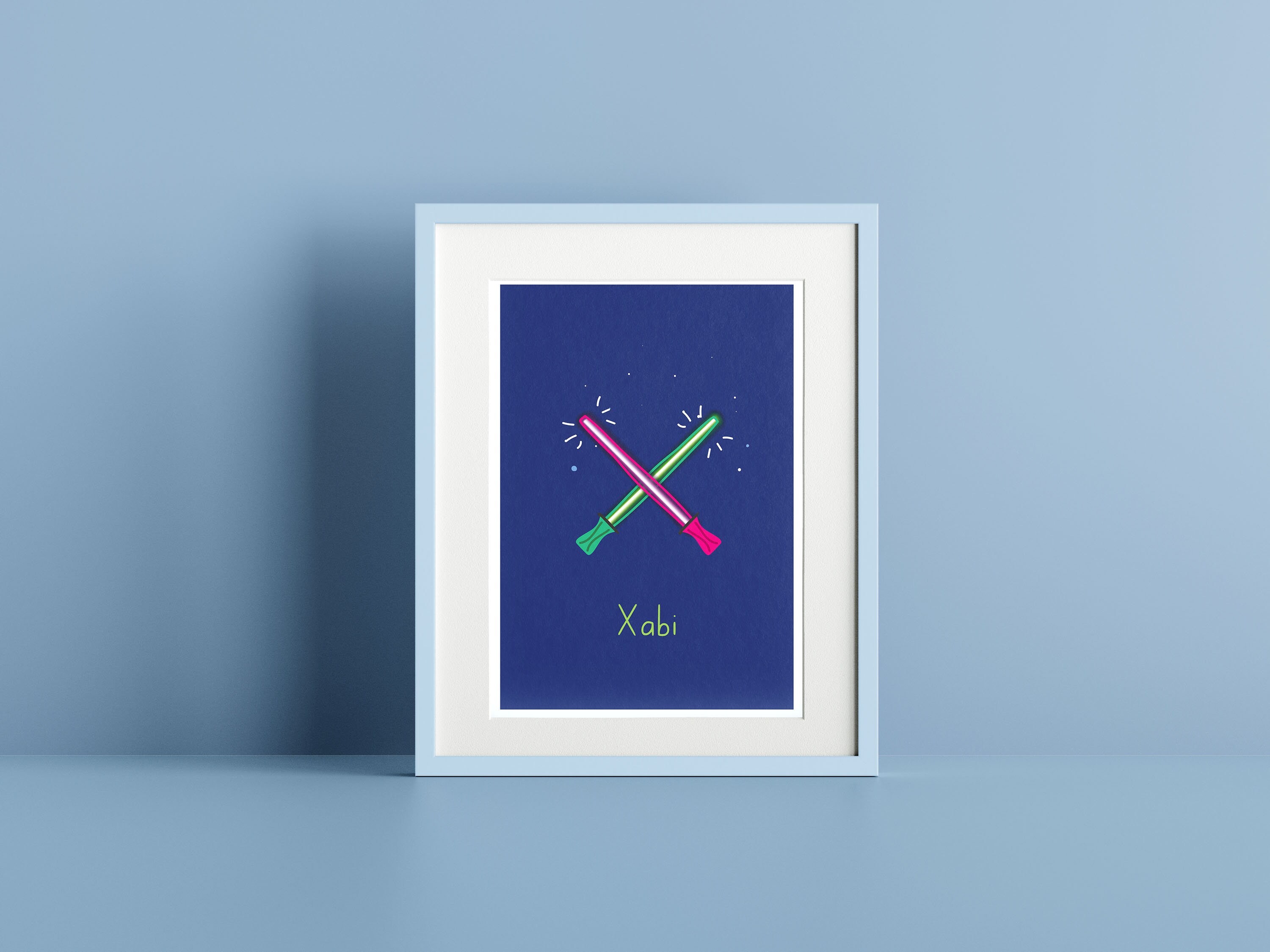 Affiche Personnalisée Alphabet Lettre X | Poster Naissance Espace Affiche Initiale Bébé Enfant I Pré