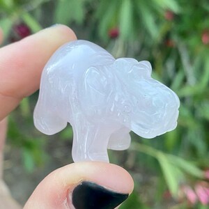 Rose Quartz Hand Carved Crystal Elephant
