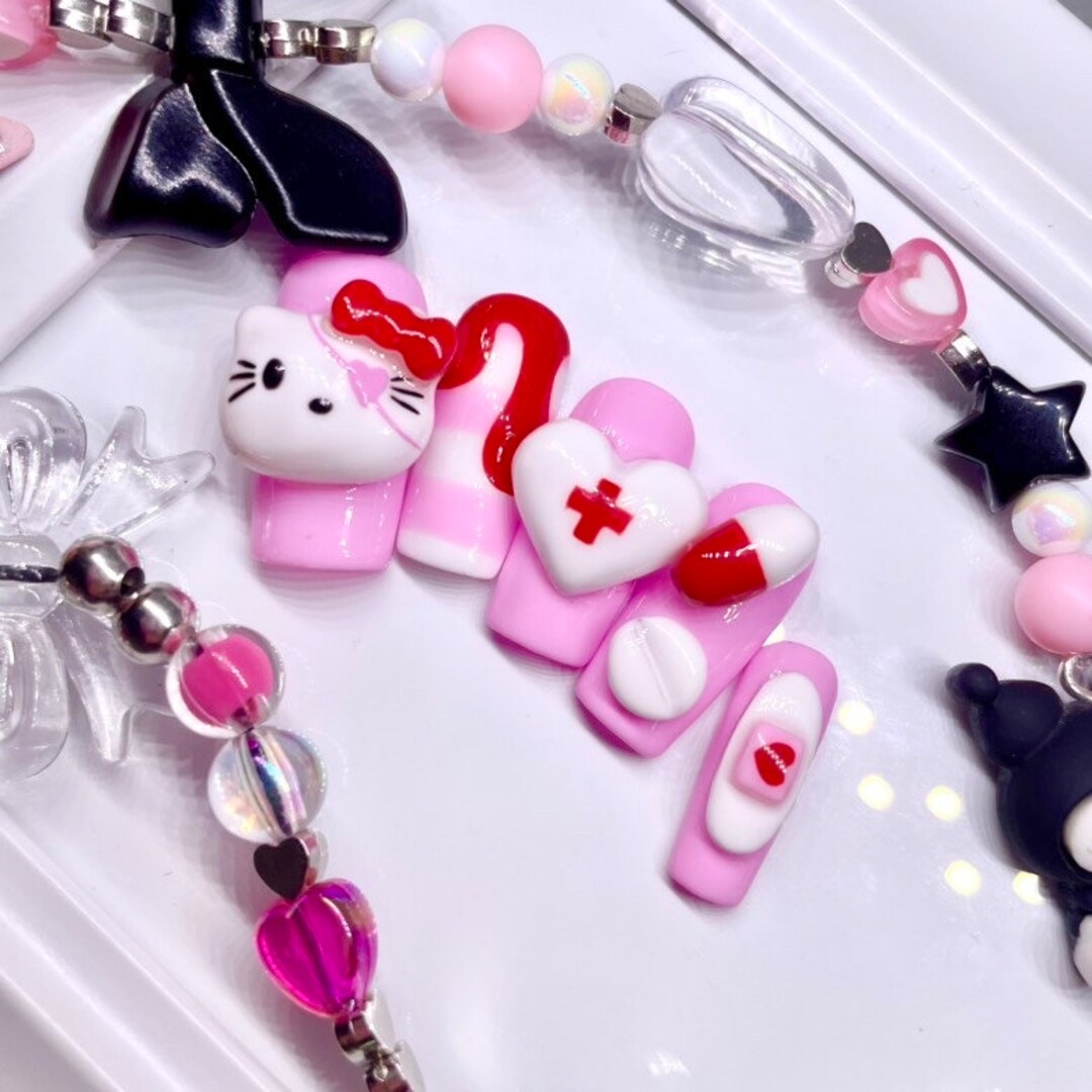 Kawaii Hospital Nails Kawaii Nails Pastel Nails Etsy