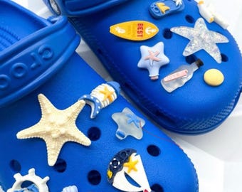 Beach and Ocean  charms. Under the sea  charms. 14 piece Set . Sea crocs charms